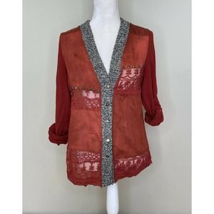Gimmicks By BKE Sheer Button Up Cardigan Small